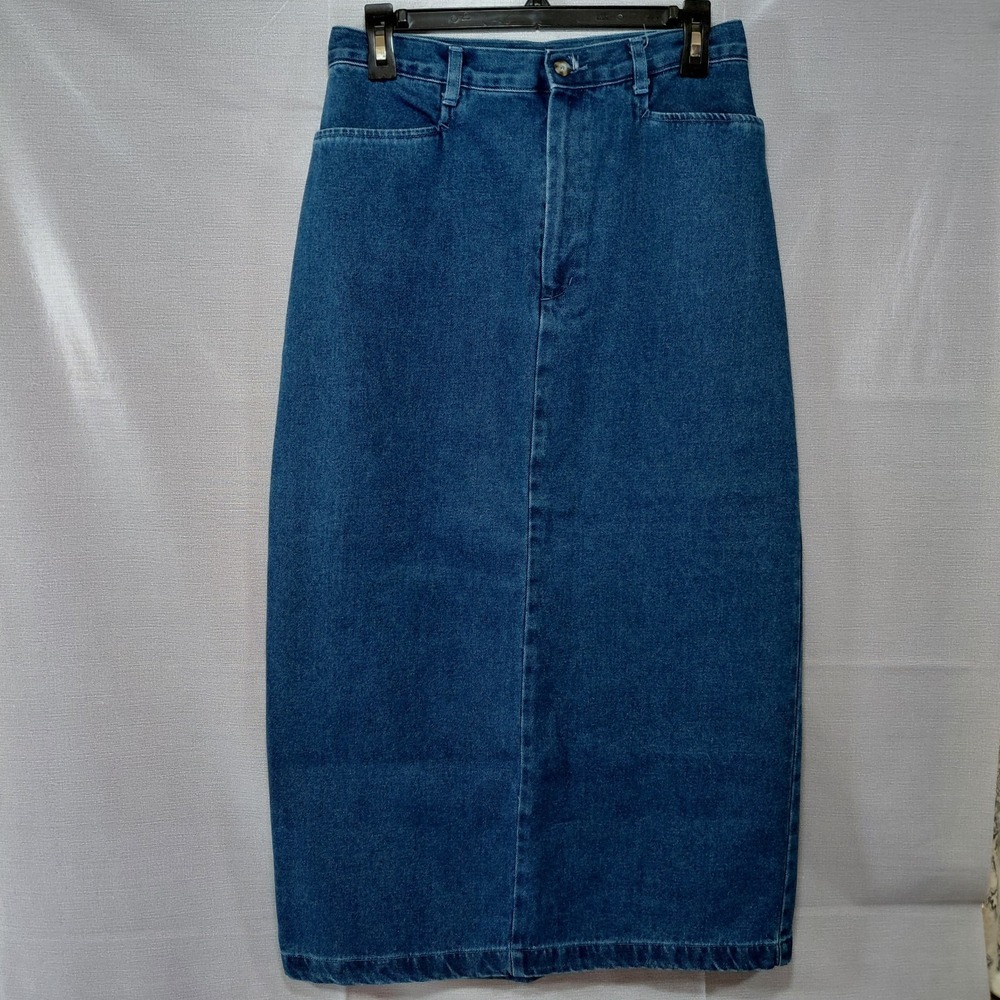 Maren Sport Straight Jeans Skirt Sz 10 Dark Wash Denim Pencil Skirt Back‎ Slit